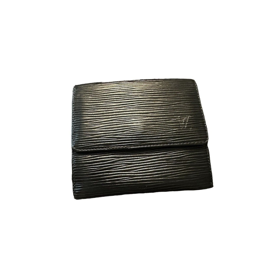 Louis Vuitton Epi Leather Black Bifoldβ Wallet Snap Closure Compact France